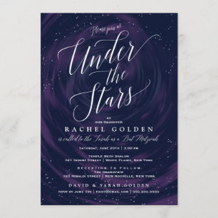 Unter der Stern-eleganten Schläger Mitzvah Feier Einladung