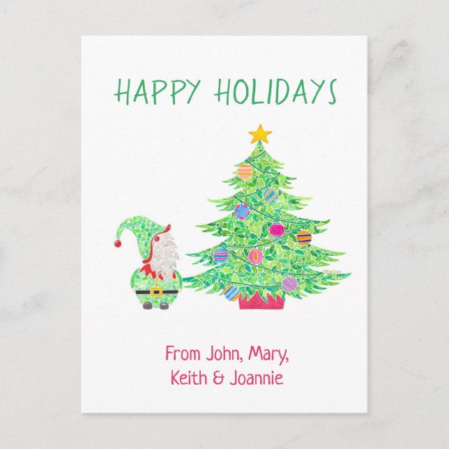 Unter der Weihnachtsbaumkarte erhalten Feiertagspostkarte (Vorderseite)