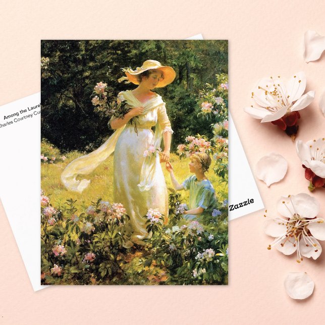 Unter Laurel Blossoms Charles Courtney Curran Postkarte (Von Creator hochgeladen)