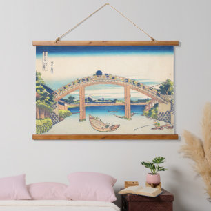 Unter Mannen Bridge Hokusai Ukiyo-e japanische Kun Wandteppich Mit Holzrahmen