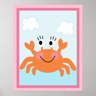 Unter Meer/Mädchen/Krabben/rosa Art Poster