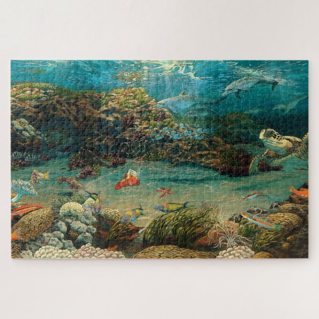 Unter Meer/Ozean Delphine/Meeresschildkröte/Cartoo Puzzle (Horizontal)