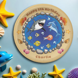Unter Meerestieren Niedlicher Cartoon Party Pappteller