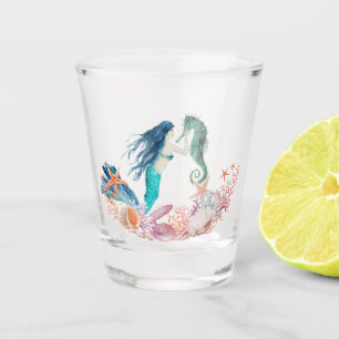 Unter Meerjungfrau Seepferd Beach Seashells Schnapsglas