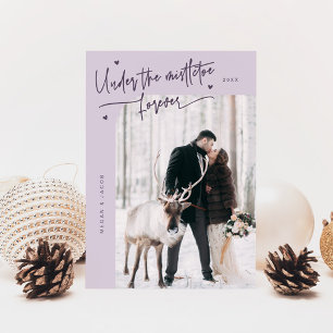 Unter Mistletoe Forever Neu verheiratetes Foto Lil Feiertagskarte