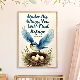 Unter seinen Flügeln Boho Christliche Kinderzimmer Poster