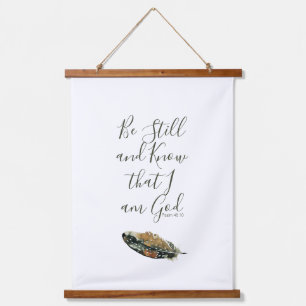 Unter seinen Wings Watercolor Feather Poster Psalm Wandteppich Mit Holzrahmen