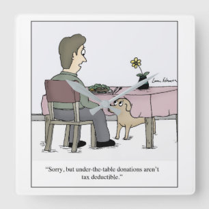 Unter Tabellen-Spende besteuert Hund Cartoon Quadratische Wanduhr