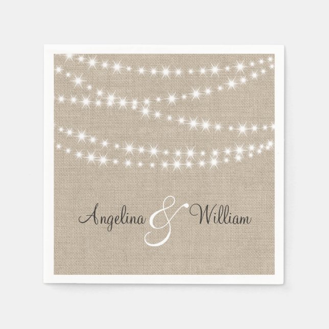 Unter Twinkle Lights auf Burlap Napkin Serviette (Vorderseite)