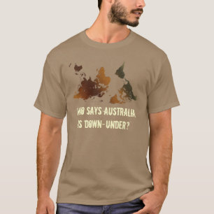 UNTER UPSIDE-DOWN Funny NZ WORLD MAP T - Shirt