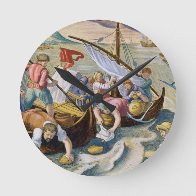Unter Verwendung der Schwämme, zum des Naphthas Runde Wanduhr (Vorderseite)