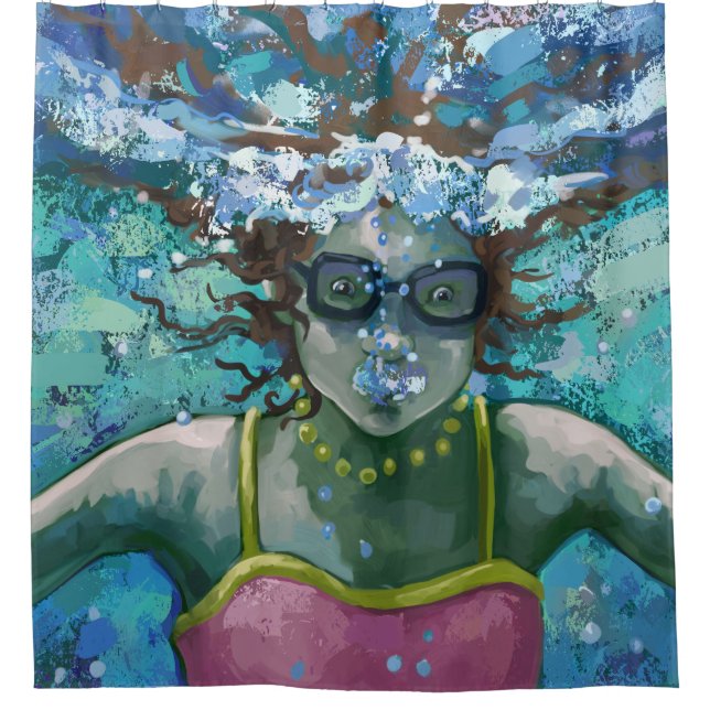 Unter Wasser-Schwimmen Duschvorhang (Vorderseite)