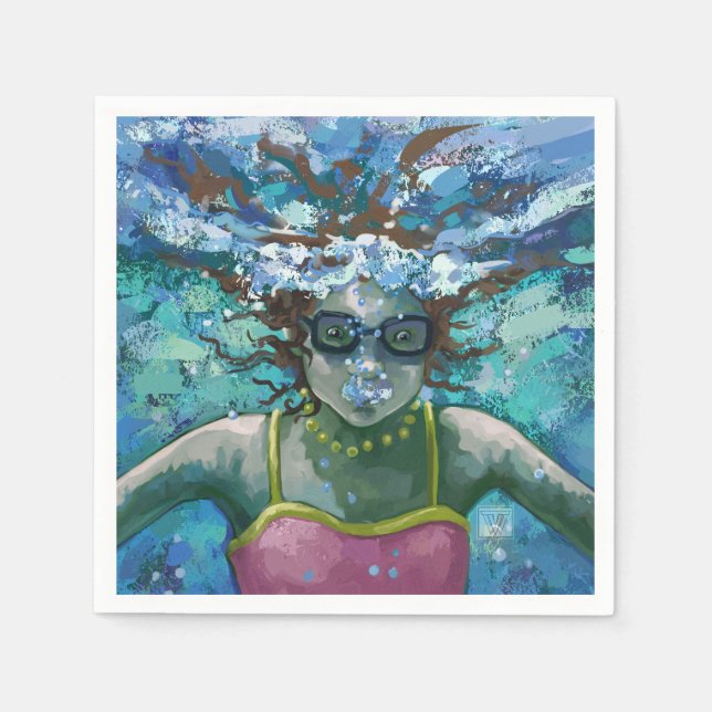 Unter Wasser schwimmen Serviette (Vorderseite)