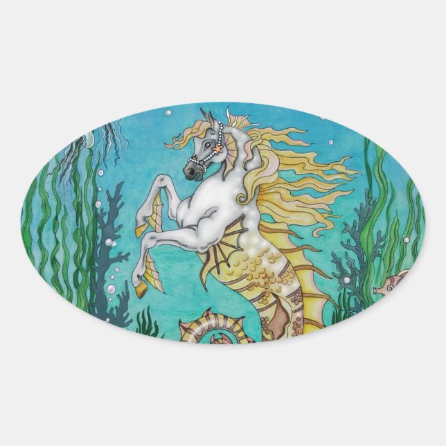 Unter WasserPferd Ovaler Aufkleber (Vorderseite)