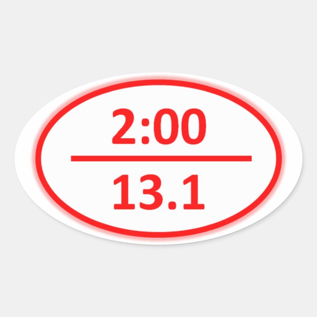 Unter zwei Stunden für die Hälfte Ovaler Aufkleber (Vorderseite)