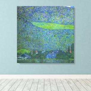 Unterach am Attersee von Klimt, Vintage Art Nouvea Leinwanddruck