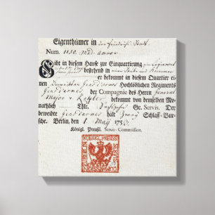 Unterbringenbeleg, 1759 leinwanddruck