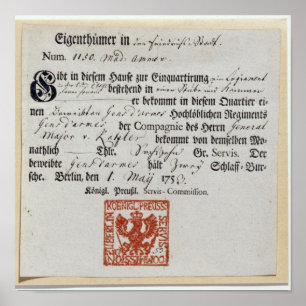 Unterbringenbeleg, 1759 poster