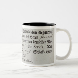 Unterbringenbeleg, 1759 zweifarbige tasse