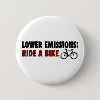 Untere Emissionen reiten ein Fahrrad Button