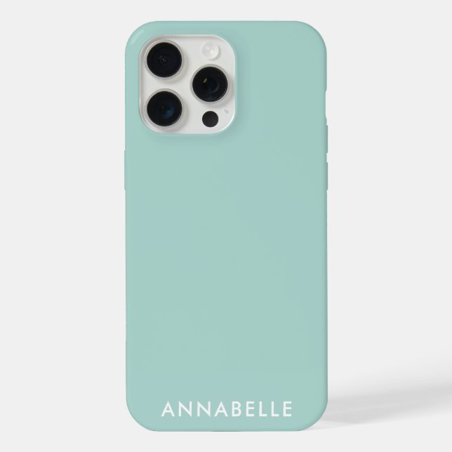 Untere Monogramm-Name Türkis Minimalistisch iPhone Hülle (Rückseite)