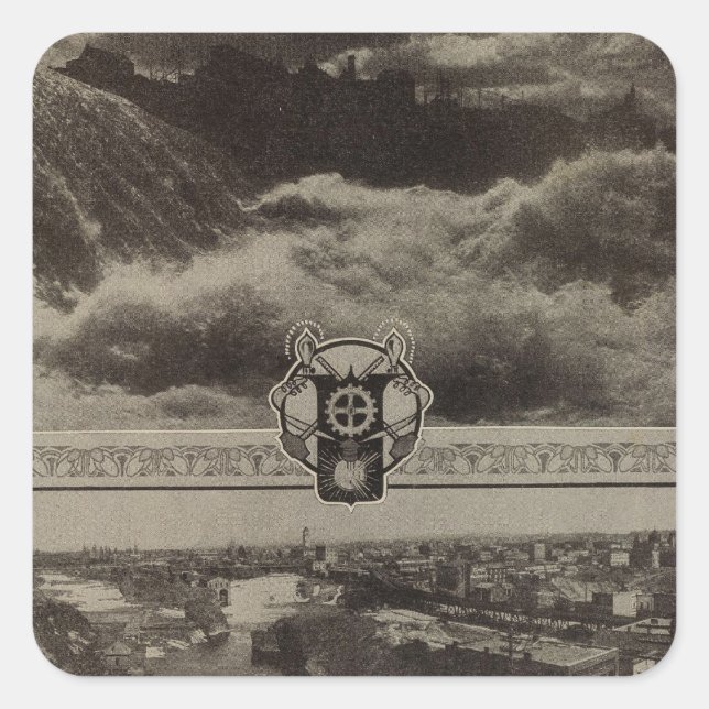 Untere Wasserfälle, Spokane Quadratischer Aufkleber (Vorderseite)