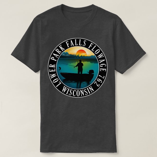 Unterer Park Falls Flowage 762 Wisconsin Fischerei T-Shirt (Design vorne)