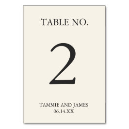 Untererklärte Elegante Tischnummer Cards Creme