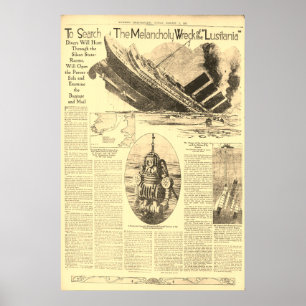Untergang der Lusitania-Zeitung  Poster
