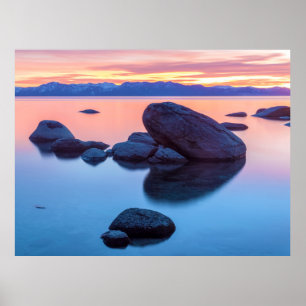 Untergang der Sonne am Lake Tahoe Poster