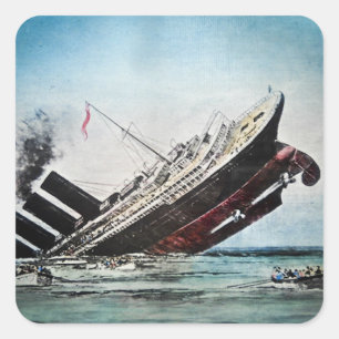Untergang der Titanic Magic Lantern Dias Quadratischer Aufkleber