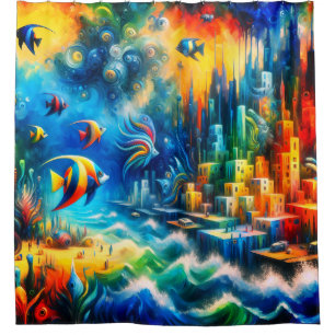 "Untergetauchtes Utopia: Atlantis Reimagined" Duschvorhang
