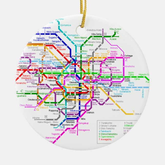 Untergrundbahn-Karte Tokyos Japan Keramik Ornament (Vorne)