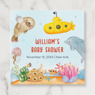 Unterhalb der maritimen Babydusche Geschenkanhänger