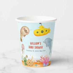 Unterhalb der maritimen Babydusche Pappbecher