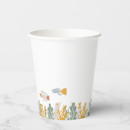 Unterhalb der Meeresbeben | Meeresalgen und Fische Pappbecher