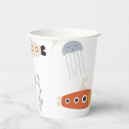 Unterhalb der Meeresbeben | U-Boote und Quallen Pappbecher