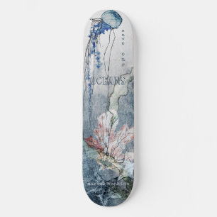 Unterhalb der Meereskreaturen Watercolor-Szene Skateboard