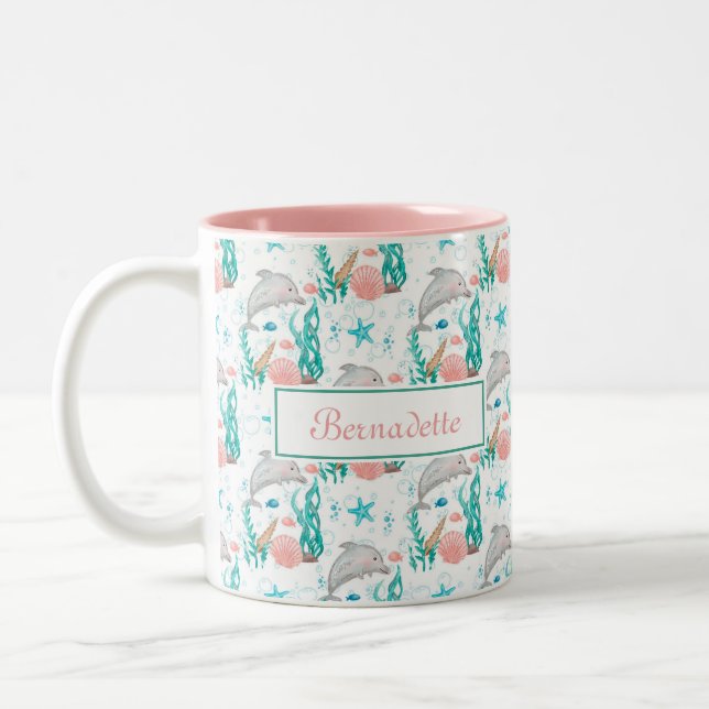 Unterhalb der Meereslebensdolphin Zweifarbige Tasse (Links)