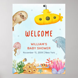 Unterhalb der Meereswache mit Baby-Dusche. Poster
