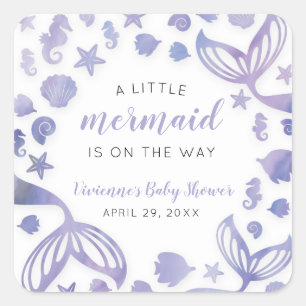 Unterhalb der Meerjungfrau Babydusche Quadratischer Aufkleber