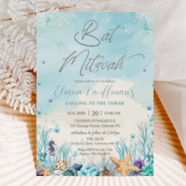 Unterhalb der Muscheln des Meeres Korallen Bat Mit Einladung