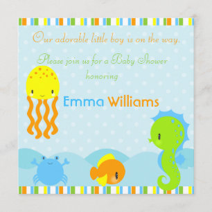 Unterhalb der Sea Baby Shower 5.25x5.25 Einladung