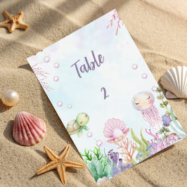 Unterhalb der Sea Baby Shower Tischnummer Schild