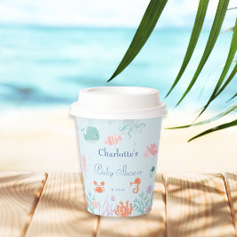 Unterhalb des Blue Baby Shower Ocean Animals Pappbecher