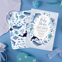 Unterhalb des Blue Watercolor Baby Dusche für Jung