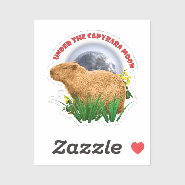 Unterhalb des Capybara Moon Funny Capybara Aufkleber (Blatt)
