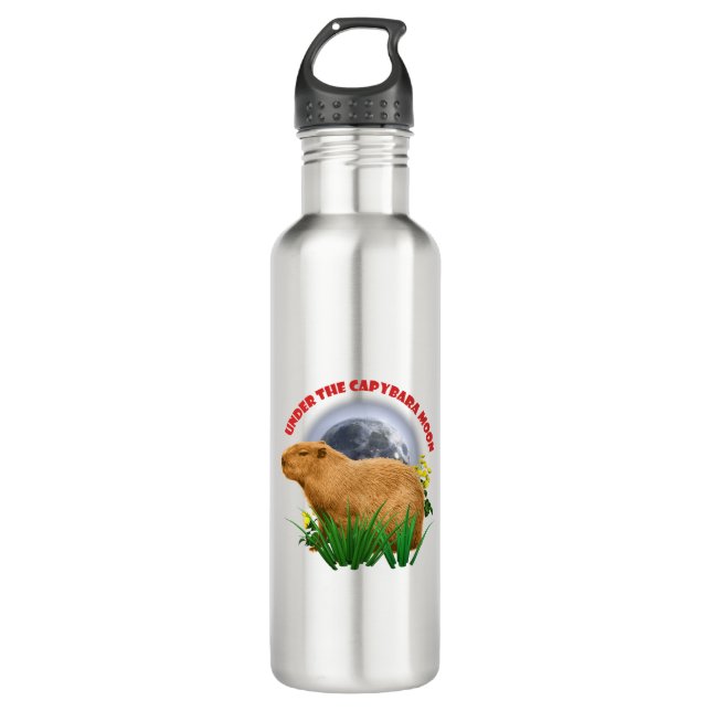 Unterhalb des Capybara Moon Funny Capybara Edelstahlflasche (Vorderseite)