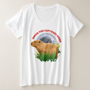 Unterhalb des Capybara Moon Funny Capybara Große Größe T-Shirt