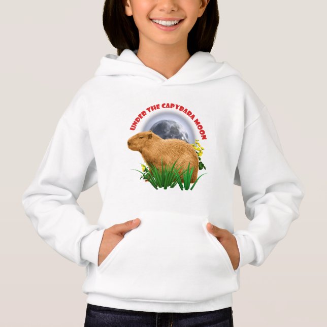 Unterhalb des Capybara Moon Funny Capybara Hoodie (Vorderseite)
